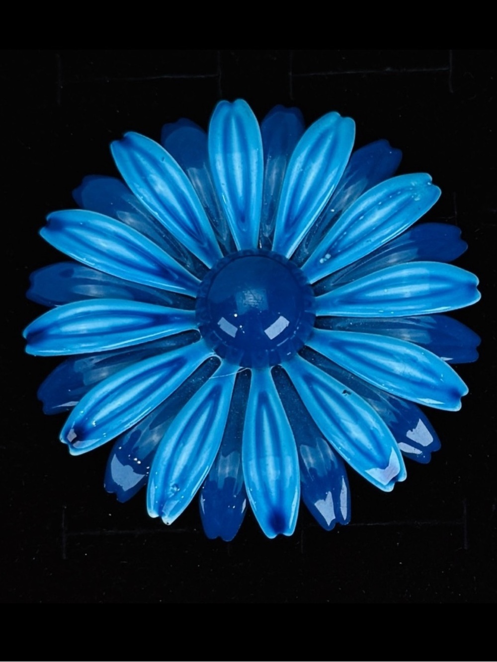 Vintage Blue Layered Daisy Flower Brooch Statement Pin